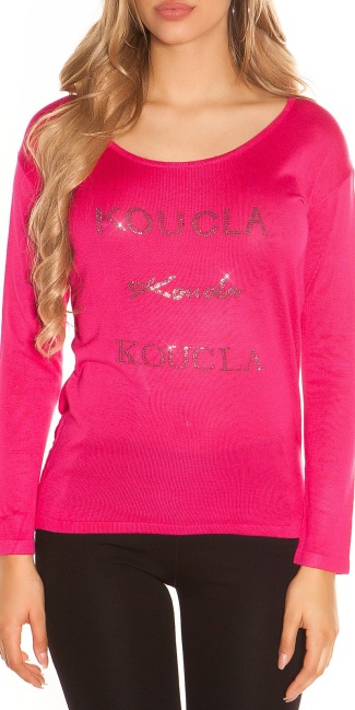 Trendy pullover with lace Fuchsia